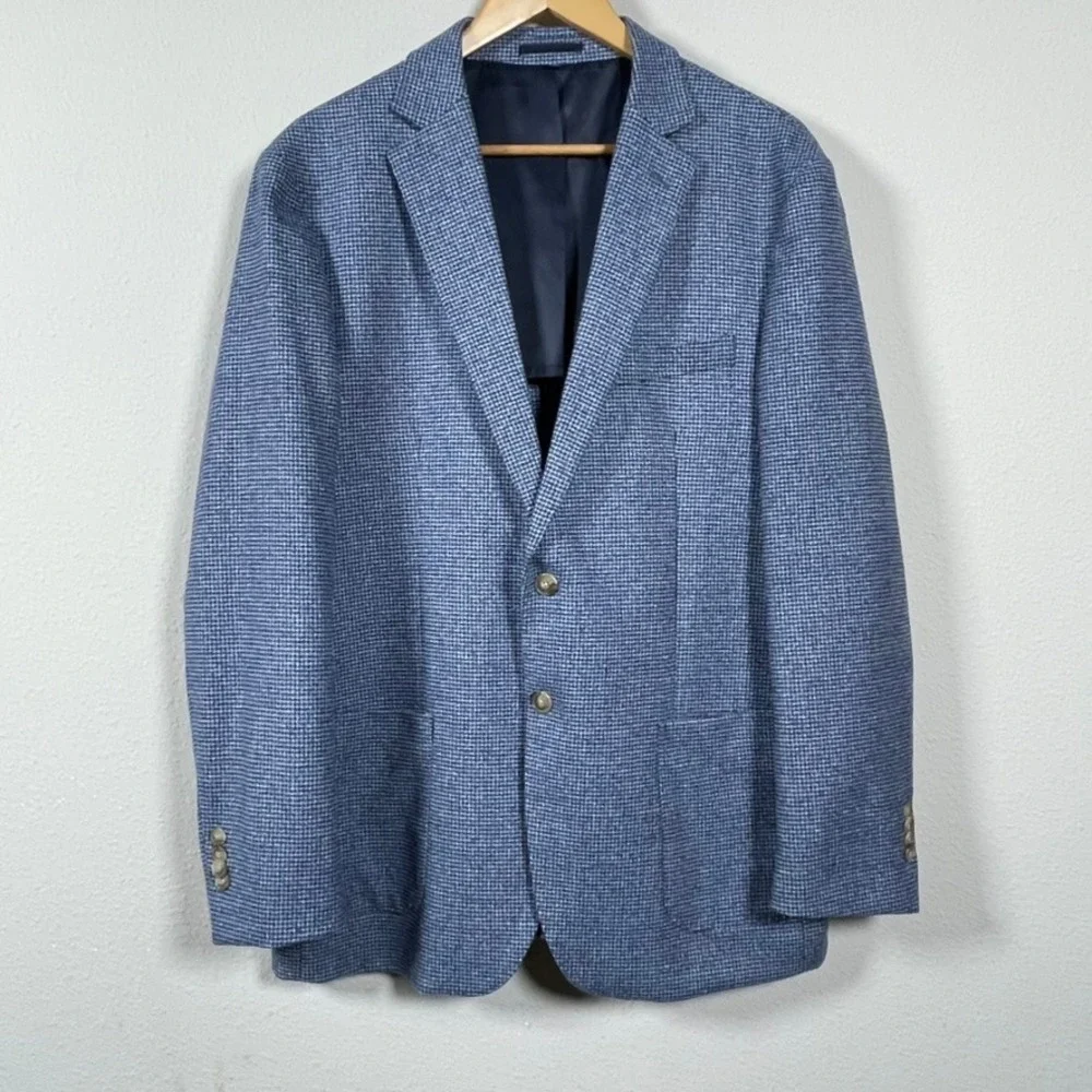 Jos. A. Bank 1905 Blazer Mens 43R Unstructured Blue Wool Silk Linen Tailored Fit
